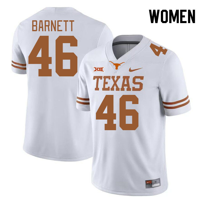 Women #46 Spencer Barnett Texas Longhorns College Football Jerseys Stitched-White